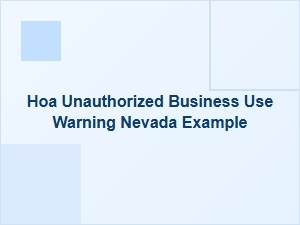 Nevada Hoa Warning for Unauthorized Business Use