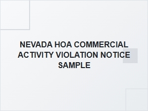 Sample Nevada Hoa Notice for Commercial Activity Violation