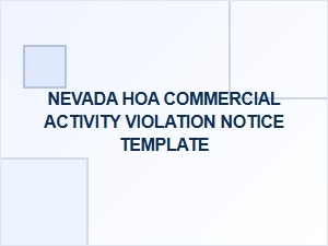 Nevada Hoa Commercial Activity Violation Notice Template