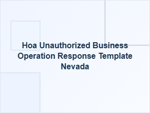 Hoa Response to Unauthorized Business Operations in Nevada