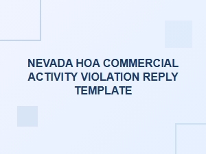 Nevada Hoa Commercial Activity Violation Response Template