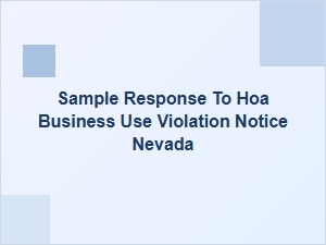 Sample Response to Hoa Business Use Violation Notice in Nevada
