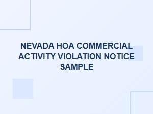 Sample Nevada Hoa Notice for Commercial Activity Violation