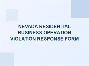 Nevada Residential Business Operation Violation Response Form