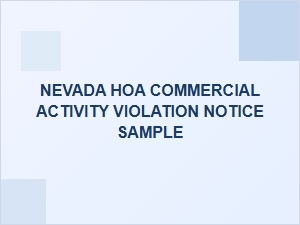 Nevada Hoa Commercial Activity Violation Notice Sample